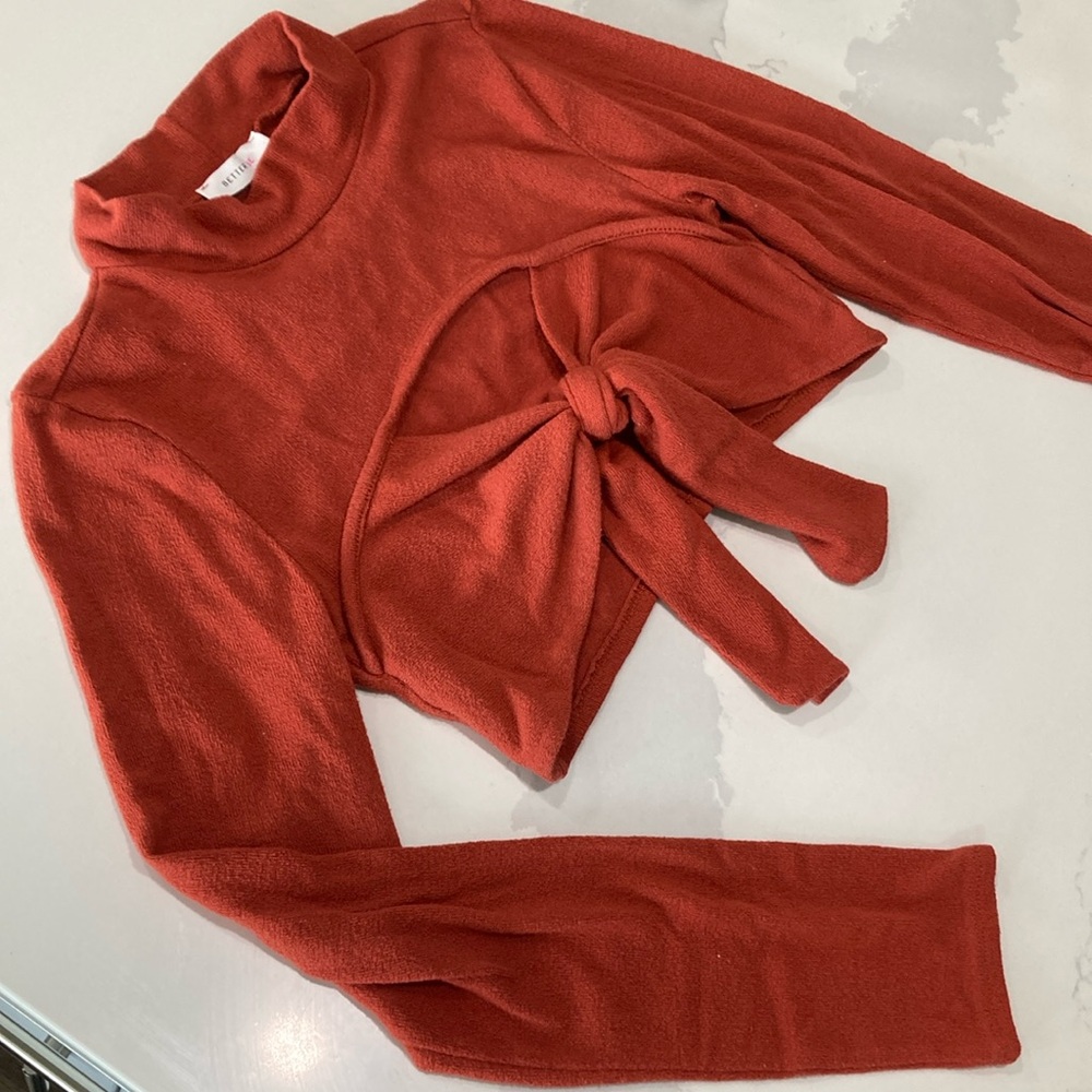 Sexy Cut Out Rust Tie-Front Top